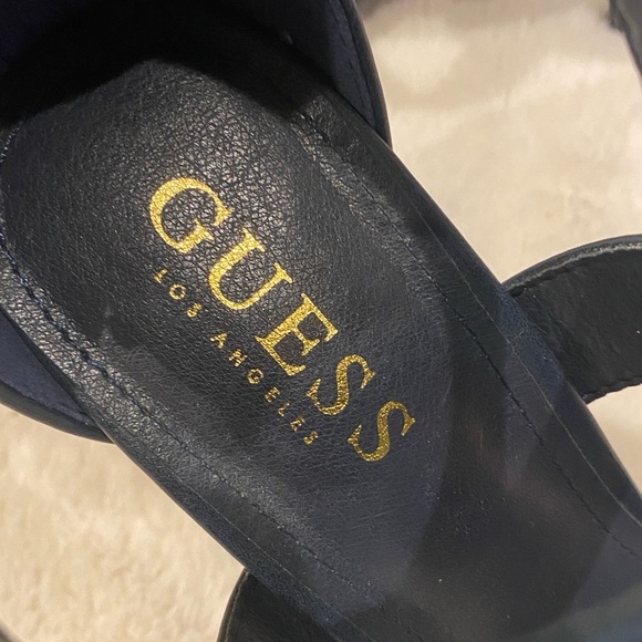 Guess Ankle Cross-Strap Slingback Ultra High Stiletto Heels Navy Blue Size 7 EUC - Picture 12 of 14